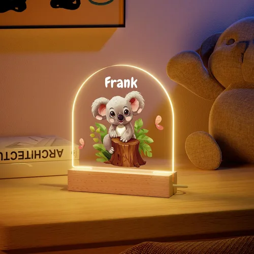 Miniatura 5 de Luz nocturna personalizada, luz nocturna acrílica Koala, regalos personalizados para niños, nombre personalizado, brillo ajustable, alimentación