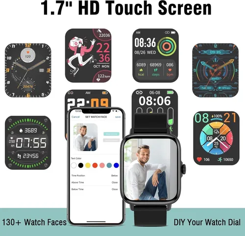 Miniatura 5 de Reloj inteligente para hombres y mujeres (respuesta/hacer llamadas) – Reloj inteligente con pantalla táctil completa de 1.9 pulgadas, compatible