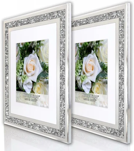 Miniatura 2 de ALLARTONLY Gran Marco de Fotos con Espejo 16x20 Pulgadas con Mate a 11x14 Pulgadas, Diamante Triturado Bling Purpurina para Decoración del Hogar, 2