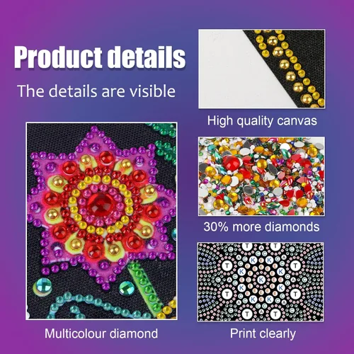 Miniatura 6 de antor Paquete de 4 pinturas de diamantes de imitación de cristal con forma especial, arte de diamantes de mandala, kits de pintura de diamantes