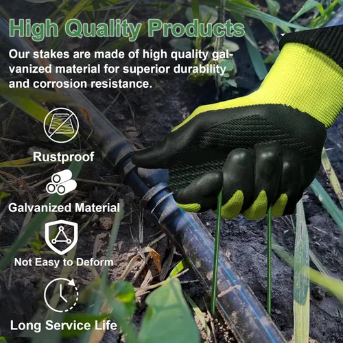 Miniatura 3 de Estacas de jardín galvanizadas de 6 pulgadas, grapas de césped verde tipo U para césped artificial, a prueba de óxido, estacas para asegurar vallas