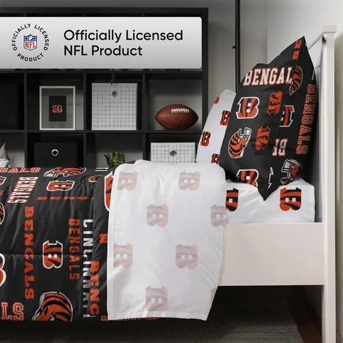 Miniatura 2 de FOCO Juego de ropa de cama unisex para adultos con logotipo del equipo de la NFL, sábanas y fundas de almohada, juego de ropa de cama de 5 piezas