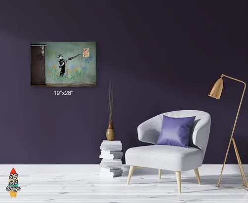 Miniatura 3 de HB Art Design Banksy Wall Art Canvas Print Child Soldier Bearing a Machine Gun from Los Angeles Artwork Living Room Dorm Room Office Wall Art Home