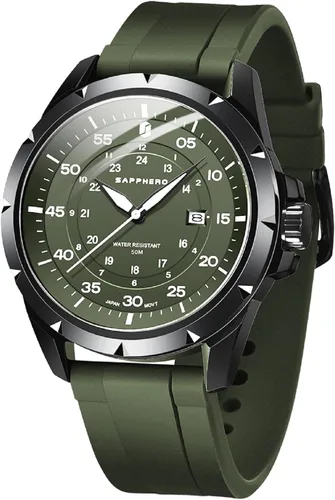 Miniatura 11 de SAPPHERO Reloj de lujo para hombre, resistente al agua, 164.0 ft, correa de silicona, analógico, de cuarzo, con fecha, reloj de pulsera clásico
