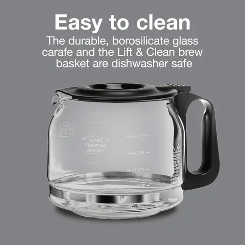 Miniatura 7 de Proctor Silex FrontFill - Cafetera de goteo, digital y programable, jarra de vidrio de 12 tazas, color negro y plateado (43685PS)