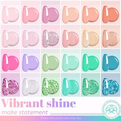Miniatura 6 de ABAC Esmalte de uñas de gel sólido con purpurina de 24 colores, sin hema, esmalte de uñas de gel degradado, gel de uñas Pat Paint, tonos de sirena