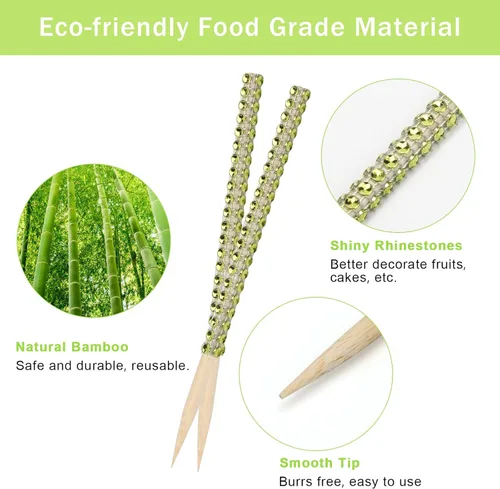 Miniatura 3 de Juego de 24 palitos de manzana de caramelo, 24P Bling Stick para brochetas de madera con diamantes de imitación de manzana con bolsas de 24 P/cinta