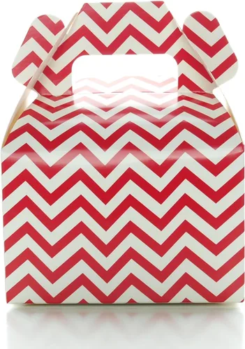 Miniatura 2 de Food With Fashion Cajas de regalo rojas (paquete de 36) – lunares, cheurón zig-zag, pequeñas cajas rojas a rayas, cajas de regalo de fiesta