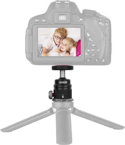 Miniatura 7 de Andoer DSLR - Cabezal de bola de trípode de aleación de aluminio, montaje panorámico de 360° giratorio de 180° con base escalada, montaje universal
