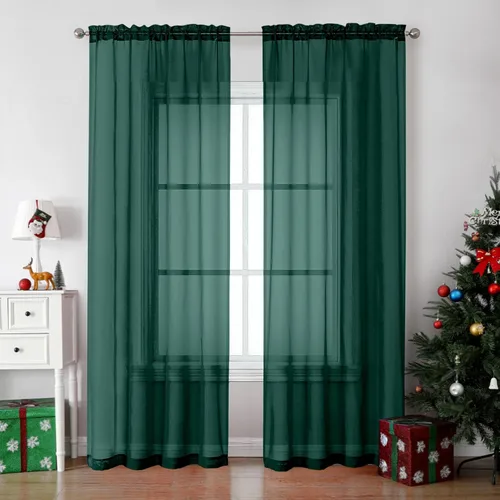 Miniatura 245 de OVZME - Cortinas traslúcidas blancas de 45 pulgadas de largo, 2 paneles, cortinas de gasa con bolsillo para barra para ventanas pequeñas, cada una