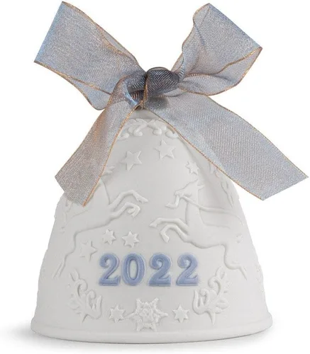Miniatura 4 de LLADRÓ Bola de Navidad 2022 Azul. Adorno decorativo en porcelana mate con detalles azules. Bola de Navidad de porcelana