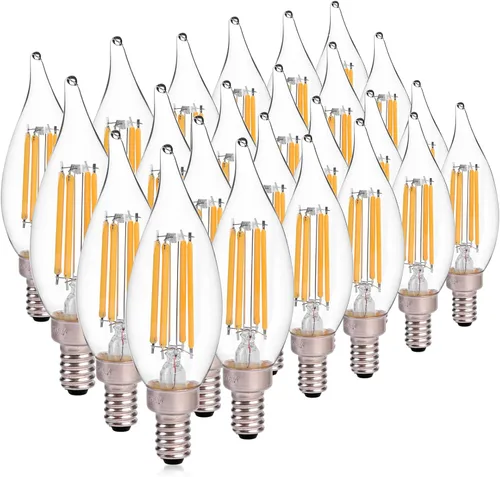 Bombilla LED Regulable para Candelabro Equivalente a 60W, Bombilla LED E12 2700K Blanco Cálido Suave, Bombillas para Lámpara de Araña, 6W 650LM CA10
