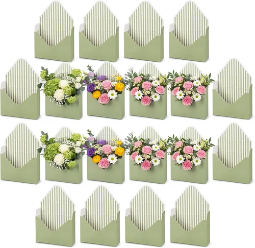 Miniatura 11 de Geyee 10 cajas sobre para ramo de floristería de graduación clase de 2026, ramo de flores de corazón rosa, embalaje de papel de regalo, bolsas