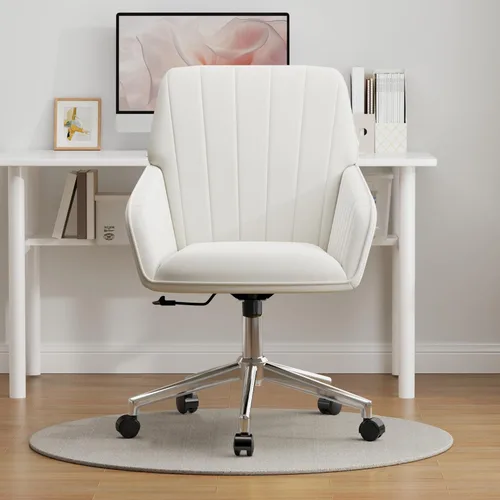 Miniatura 6 de YISHENG Silla de escritorio de oficina de terciopelo con base plateada, con ruedas, moderna altura ajustable de 360 grados, giratorias, tapizadas