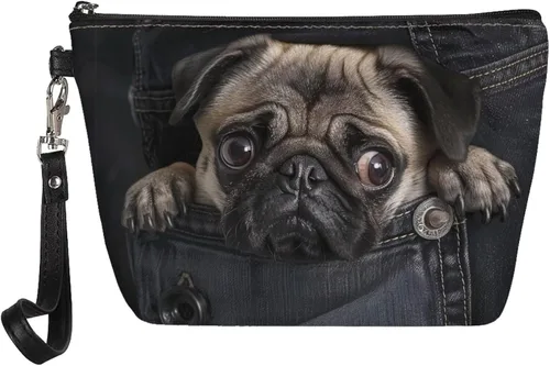 Miniatura 27 de Howilath Novedad Impreso Elegante Bolso Cosmético De Las Mujeres, Perros Animales Perezoso Diseño Floral Niña Trapezoide Cosméticos Bolsa De