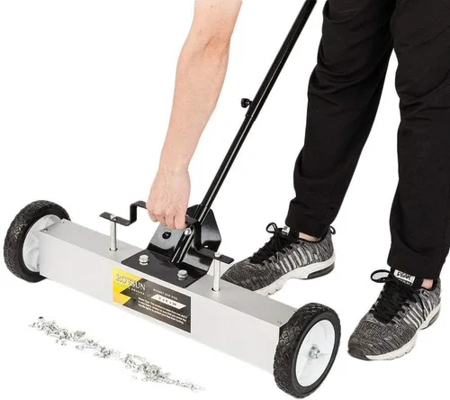 Barredora magnética de piso resistente de 24 pulgadas XL de ancho, herramienta de escoba de empuje ampliamente utilizada en talleres de fábrica,