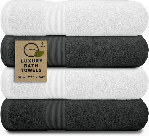 Miniatura 16 de Juego de 4 toallas de baño de lujo (27 x 54 pulgadas), toallas para baño, súper suaves, toallas altamente absorbentes para el hogar, spa, gimnasio