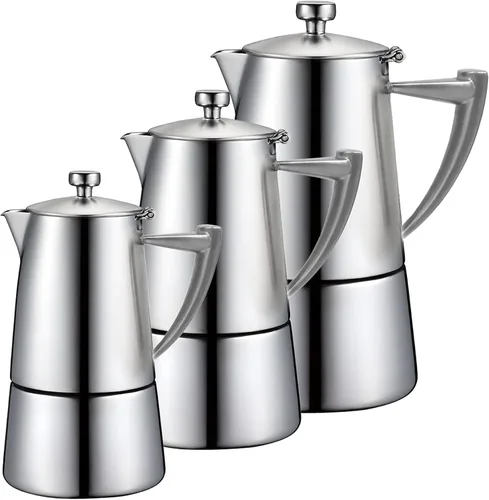 Miniatura 6 de CUISINOX Roma - Máquina de café expreso de acero inoxidable satinado para estufa, 6 tazas