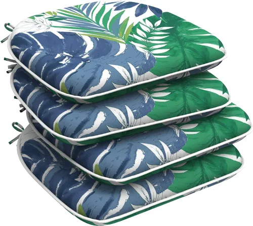 Miniatura 59 de DYTXIII Juego de 2 cojines para sillas de exterior con lazos, almohadillas repelentes al agua para sillas de patio de 17 x 16 pulgadas para muebles
