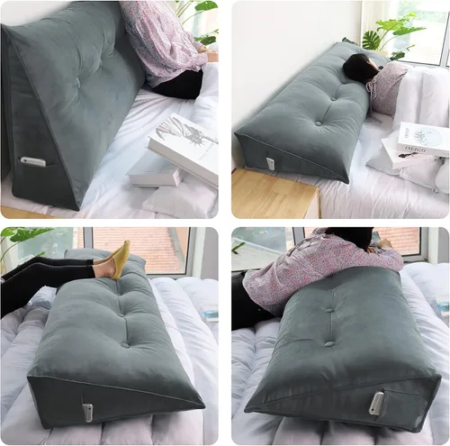 Miniatura 3 de Cojín decorativo Vercart grande, cuña para cama, grande, para uso de día, soporte para espalda, con cubierta extraíble, de terciopelo, completo