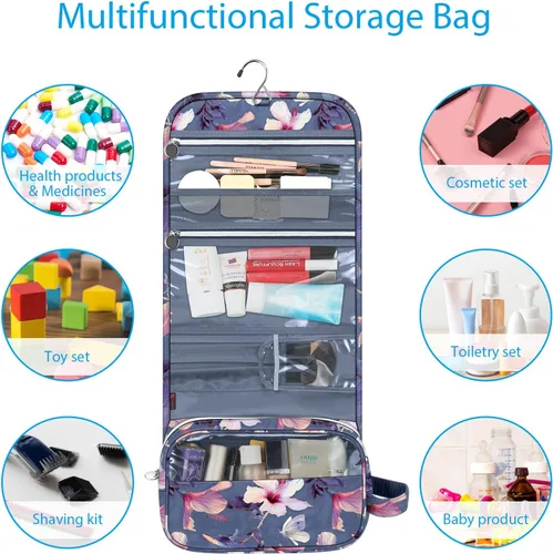 Miniatura 5 de Fintie Bolsa de viaje portátil para cosméticos y artículos de aseo, gran organizador colgante resistente al agua para maquillaje y almacenamiento