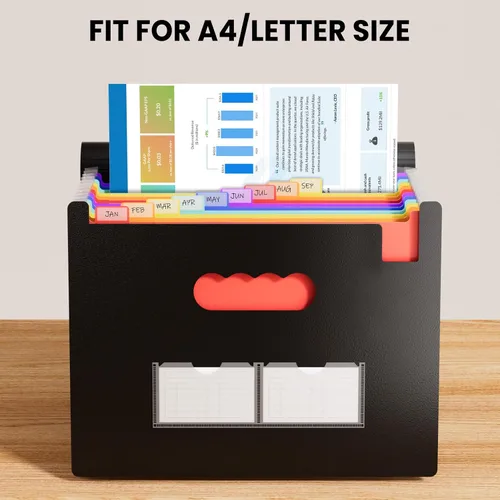 Miniatura 3 de Sooez - Organizador de archivos de acordeón, carpeta expandible con 13 bolsillos, organizador portátil mensual para papel, facturas, impuestos