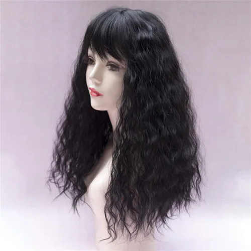 Miniatura 2 de LXUE Extensión de cabello ondulado de 22 pulgadas con flequillo, extensiones de cabello para mujeres con cabello delgado, rubio 613 #
