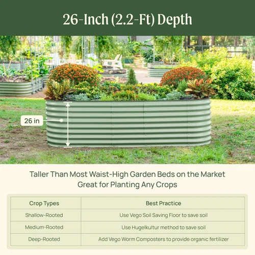 Miniatura 5 de Vego Garden Kits de cama de jardín elevada de 26" extra alta, caja de maceta elevada modular 4 en 1 para verduras, flores, frutas, cama de jardín