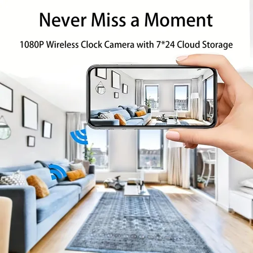 Miniatura 4 de Reloj inalámbrico con cámara oculta, cámara de niñera HD de 1080P con visión nocturna automática para monitoreo del hogar, detección de movimiento