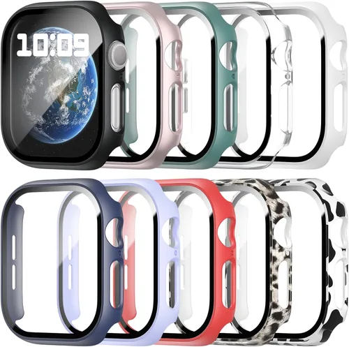 Miniatura 8 de Paquete de 10 fundas para Apple Watch Series 3/2/1 de 1.496 pulgadas con protector de pantalla de vidrio templado, alta definición, resistente a