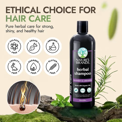 Miniatura 3 de Champú natural de Herbal Choice Mari (lavanda y caléndula, botella de 8 onzas líquidas) - Hecho con ingredientes orgánicos - Sin productos químicos