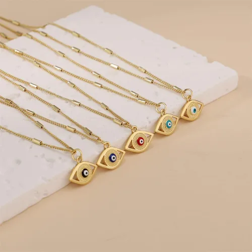 Miniatura 2 de Collar contra el mal de ojo para mujer, chapado en oro de 18 quilates, collar de ojo turco con colgante de oro para niñas