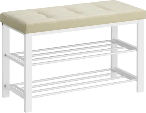 Miniatura 7 de SONGMICS Banco de zapatos, banco de almacenamiento, banco de entrada con cojín, estante para zapatos con asiento, ahorro de espacio, estilo moderno