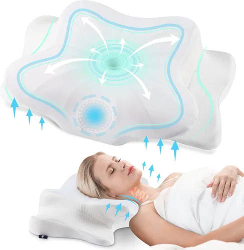 Miniatura 13 de DONAMA - Almohada cervical ortopédica para alivio de dolor del cuello, espuma viscoelástica contorneada, soporte ergonómico para dormir de lado