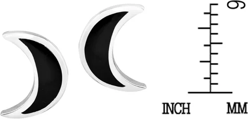 Miniatura 4 de Adorables pendientes de plata de ley 925 con incrustaciones de ónix negro de imitación, Resina
