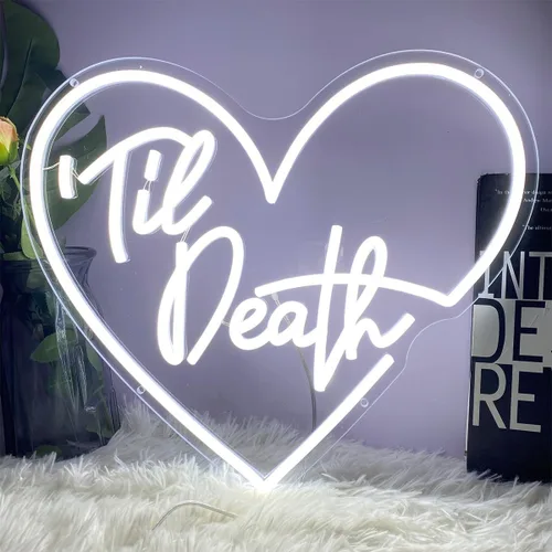 Miniatura 9 de Letreros de neón Til Death, acrílico transparente con atenuador, letreros luminosos para decoración de interiores y dormitorio, pared, bar, fiesta