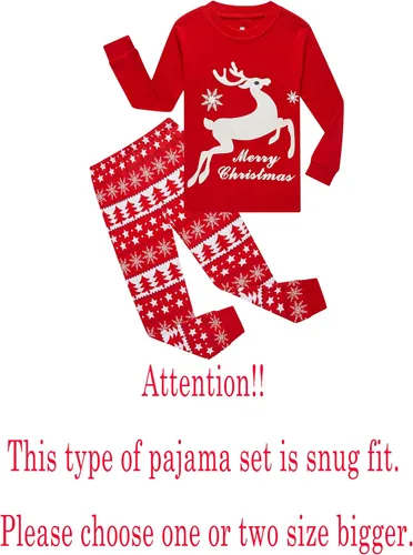 Miniatura 2 de Family Feeling - Conjunto de 2 piezas de pijama de Navidad a rayas para niños y niñas, 100% algodón