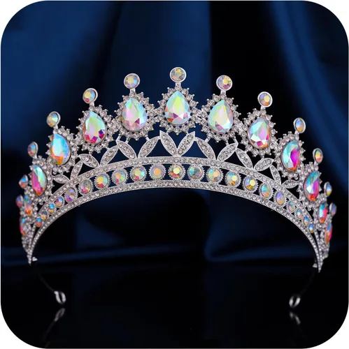 Miniatura 16 de FORSEVEN Tiaras y coronas de cristal para mujer – Boda y fiesta de cumpleaños, corona de princesa, accesorios para el cabello – Diadema de diamantes