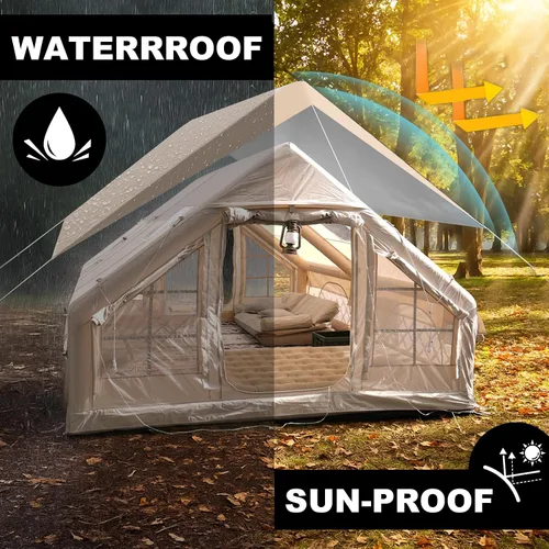 Miniatura 2 de Tienda inflable grande de 13 x 10 pies para acampar de 8 a 10 personas, tiendas de campaña inflables para 4 estaciones con lluvia, impermeable