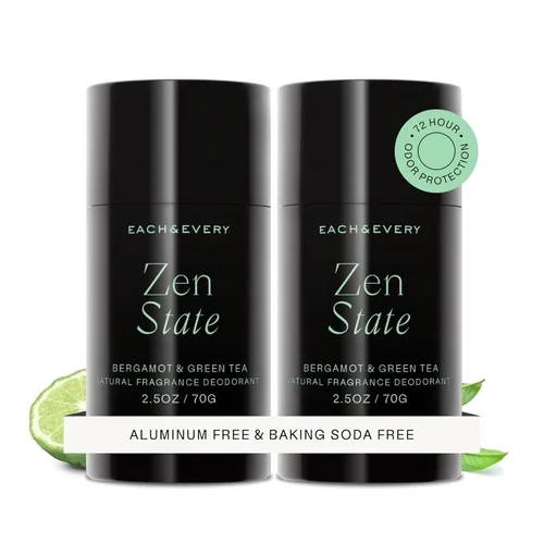 Each & Every Desodorante sin aluminio para mujeres y hombres, fragancia natural, protección contra olores de 72 horas, desodorante para piel