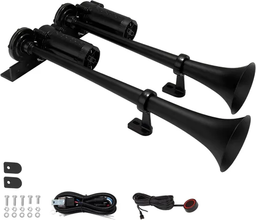 Bocina de tren para camión con kit de bocina de aire con soporte, bocinas de camión súper potentes con compresores para cualquier vehículo de 12 V,