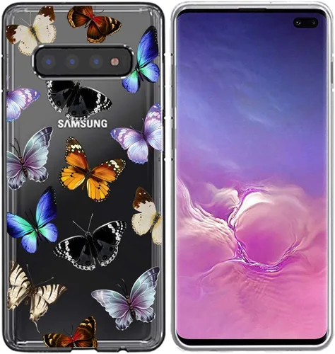 Funda para Galaxy S10 Plus, para Samsung S10+ Funda de silicona TPU absorbente de golpes con mariposa transparente para Samsung Galaxy S10 Plus