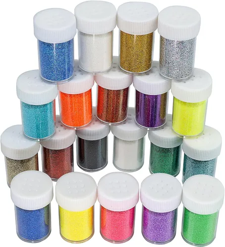 Juego de purpurina fina holográfica, varios colores surtidos de 20 colores para artes y manualidades, lentejuelas en polvo con purpurina ultra fina