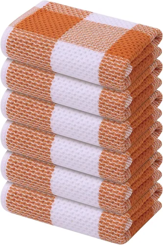 Miniatura 62 de Mordimy Toallas de cocina 100% algodón con tejido de gofre, 13 x 28 pulgadas, paños de cocina súper suaves y absorbentes para secar platos, paquete