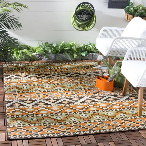 Miniatura 57 de SAFAVIEH Alfombra lavable para exteriores, colección Veranda – Alfombra de pasillo de 2.3 x 6 pies, color azul y crema, no desprende pelusa y fácil