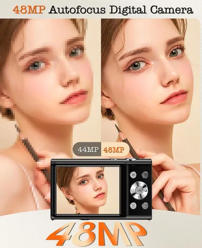 Miniatura 2 de Cámara digital, cámara de vlogging 4K para cámaras de enfoque automático de YouTube para fotografía con zoom digital de 16X, cámara digital compacta