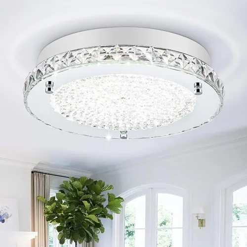 Miniatura 10 de Lámpara de techo de montaje empotrado, luces de techo cromadas de cristal para cocina, lámpara LED de dormitorio de 8.3 pulgadas para baño, pasillo