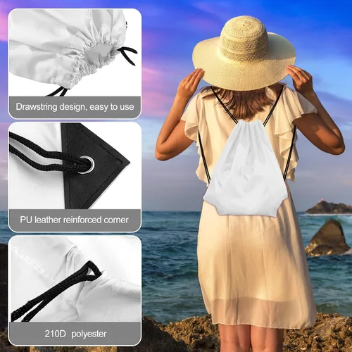Miniatura 2 de KUUQA Mochila con cordón a granel, bolsas de almacenamiento para deporte, gimnasio, viajes, Blanco, Viajar