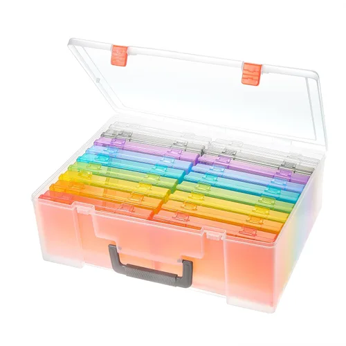 Caja de almacenamiento de fotos de 4 x 6 pulgadas, 18 fundas interiores para fotos, organizador grande de fotos, sin ácidos, caja de almacenamiento