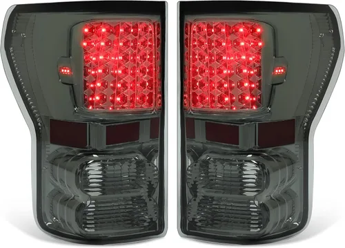 Miniatura 3 de KUAFU Par de luces traseras compatibles con Toyota Tundra Pickup 2007-2013, conjunto de lámpara trasera de freno trasero de plástico para el lado